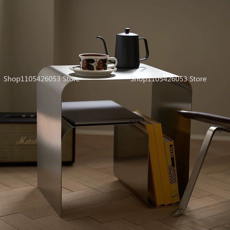 Home Bar Shelf - Medieval, Bauhaus, Stainless Steel, Side Table,
