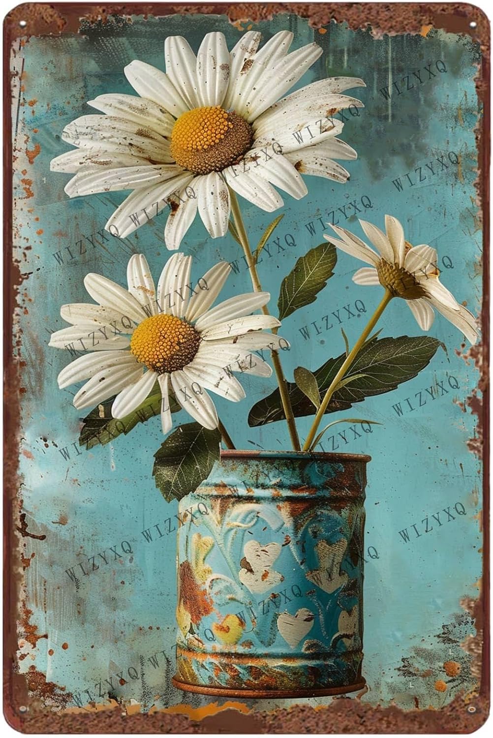 Home Bar Cafe - Metal Signs White Daisy Flower Vintage