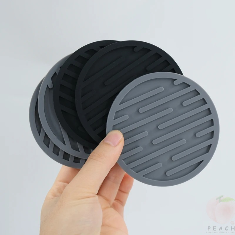 Bar Mat Rubber - 10cm Silicone Coasters Round Heat Resistant