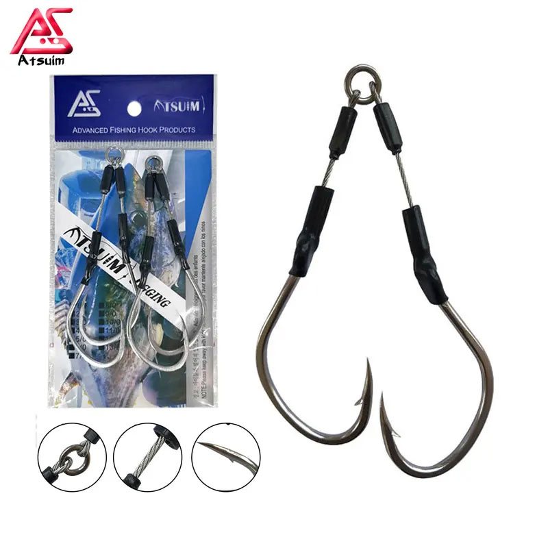Jigger Double Sided - AS 10Pairs Barbed Double Hooks Fishing