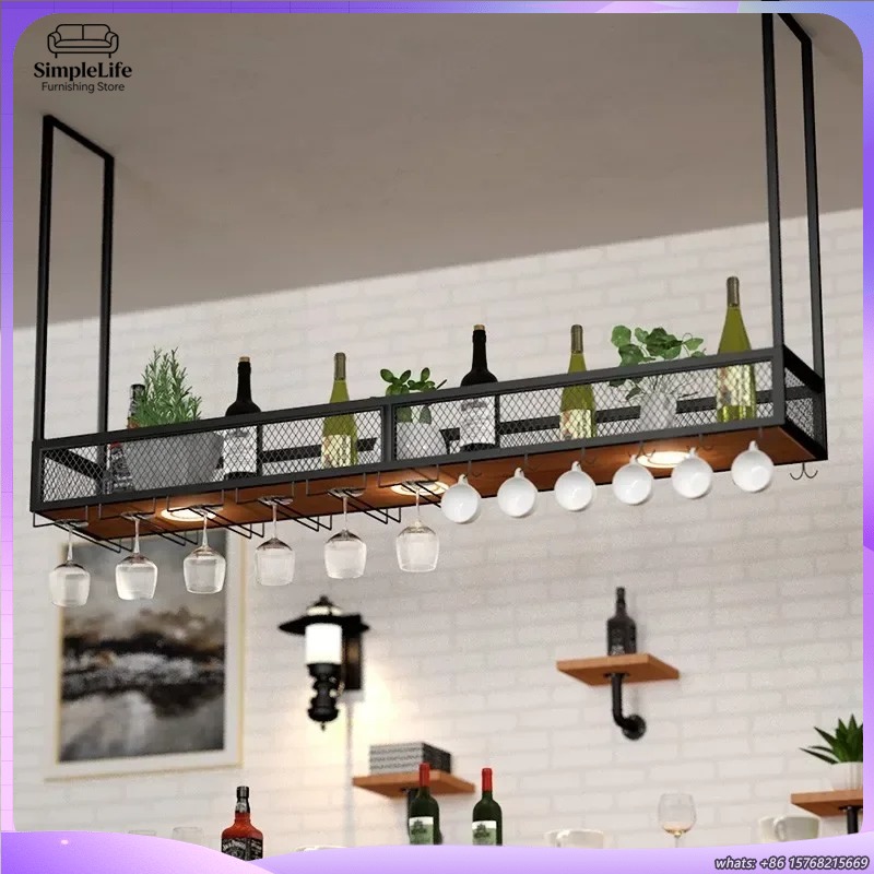 Home Bar Shelves - Open Wine Rack Bar Cabinet with