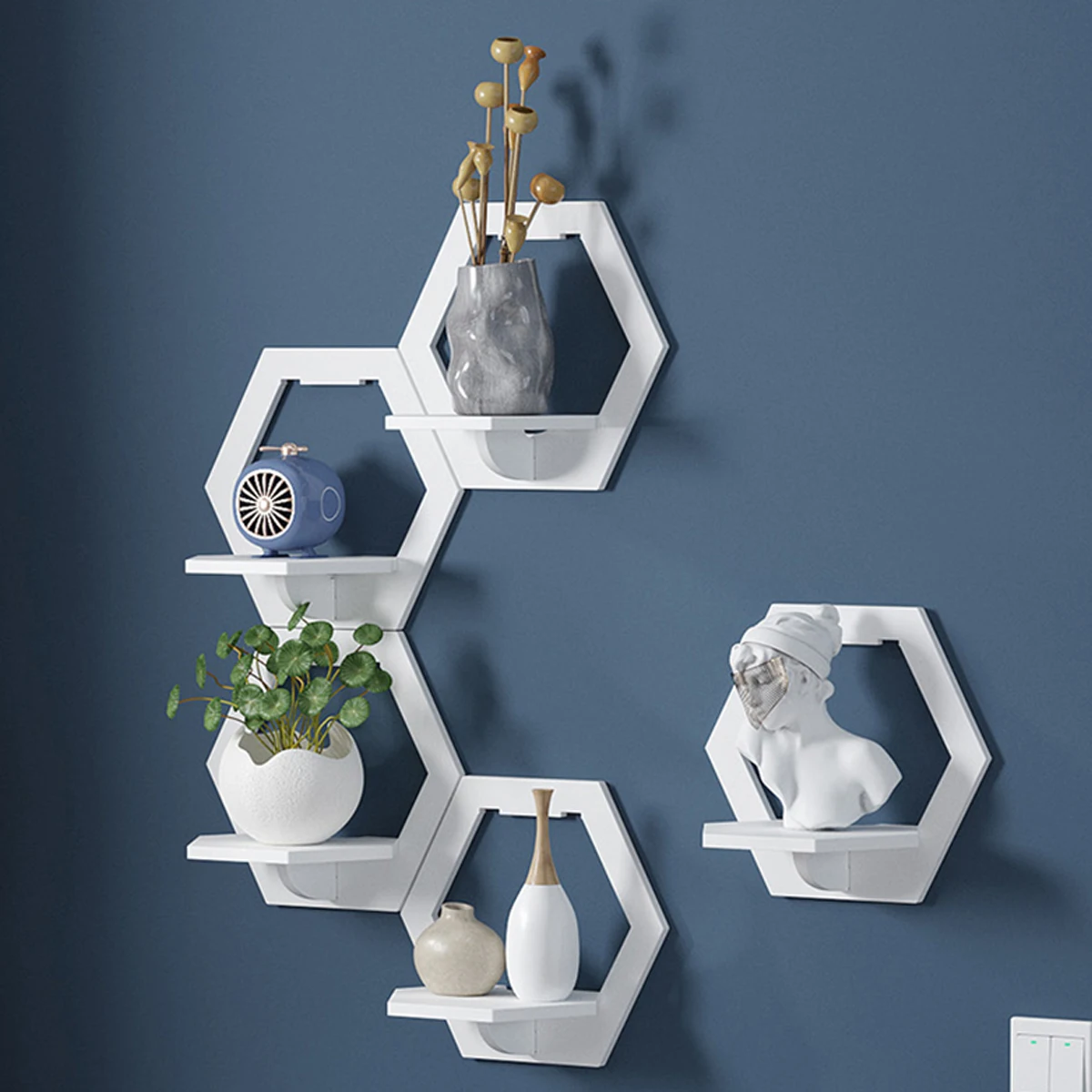 3Pcs Hexagon Wall Shelf Punch  - огляд і ціна Home Bar Shelf