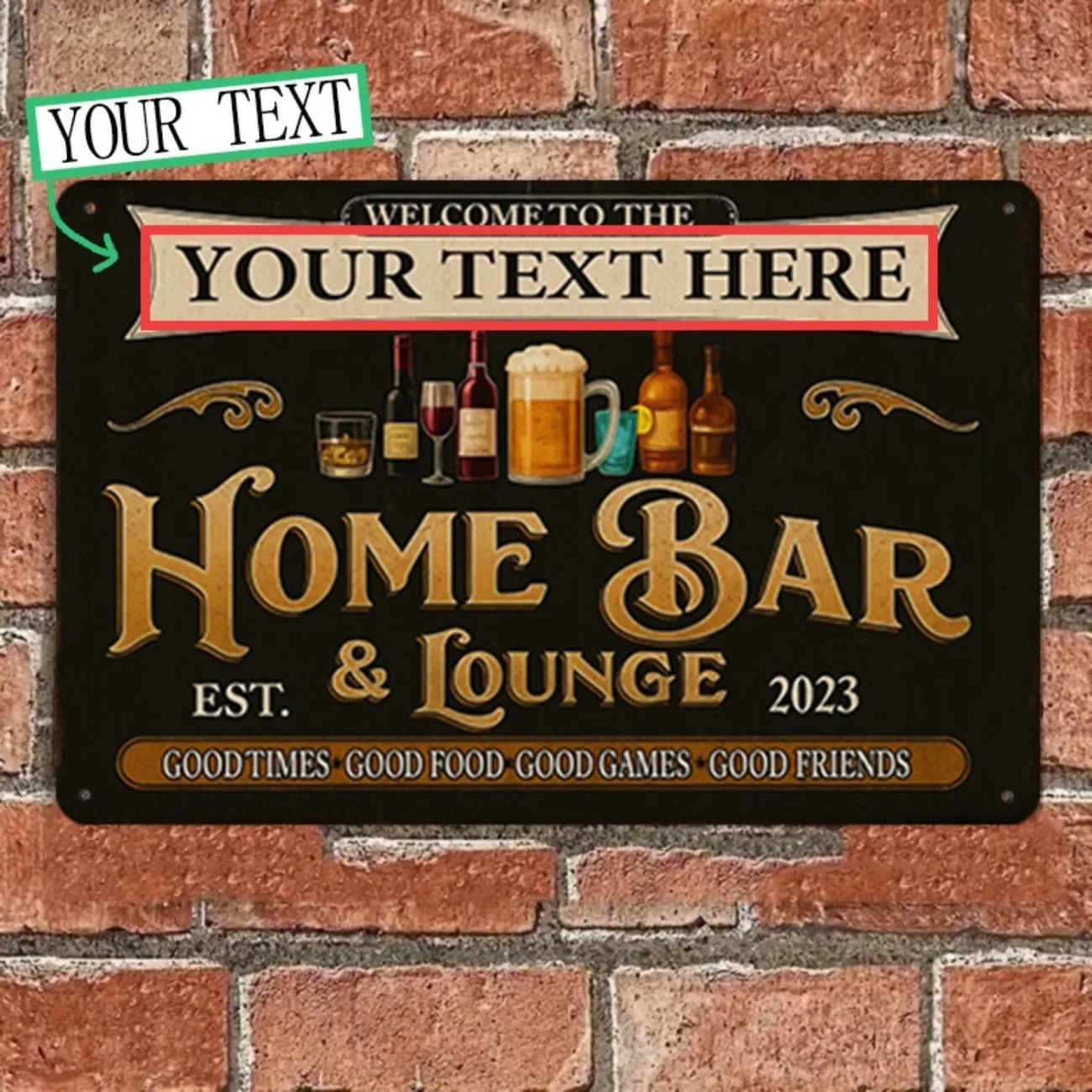 Custom Text Vintage Home Bar & - огляд і ціна Home Bar Lounge
