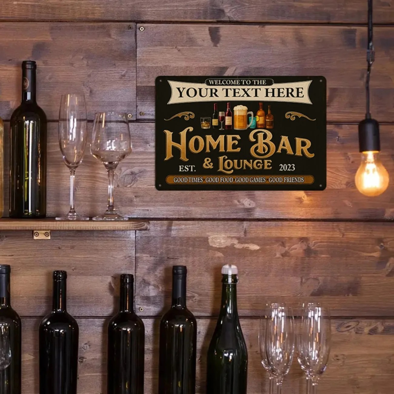 Custom Text Vintage Home Bar & - огляд і ціна Home Bar Lounge