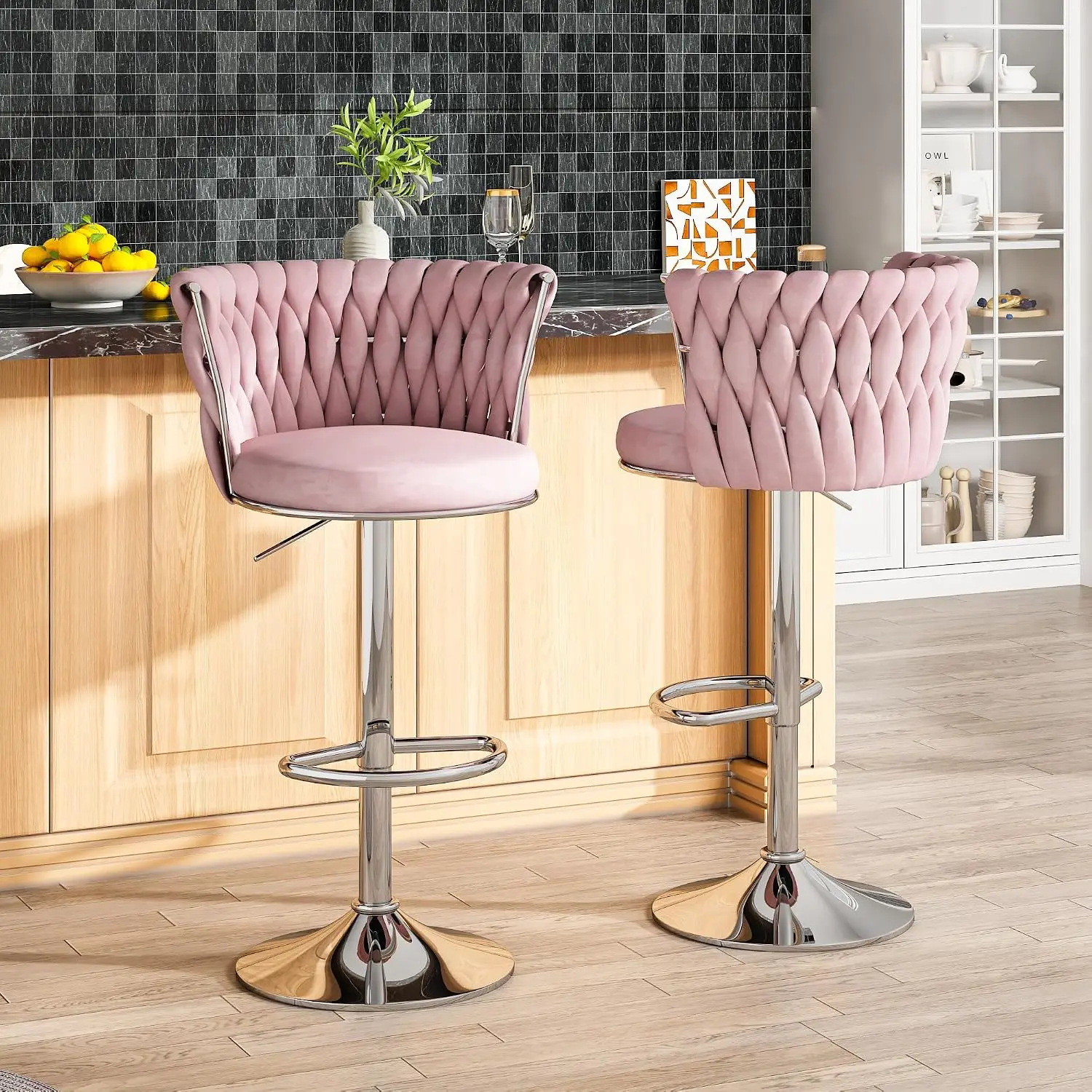 Velvet Bar Stools Set Of 2, Sw - огляд і ціна Home Bar And Counter