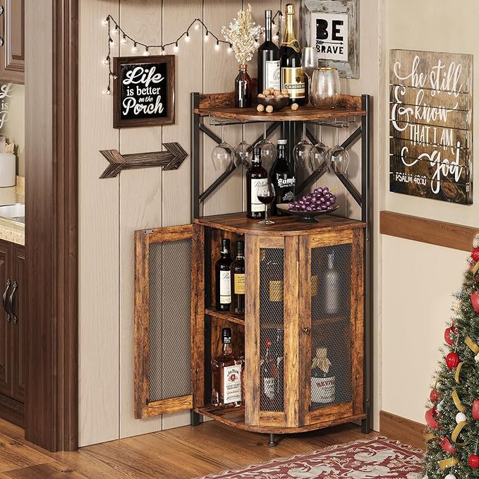 Corner Bar Cabinet with Glass  - огляд і ціна Home Bar And Cabinet