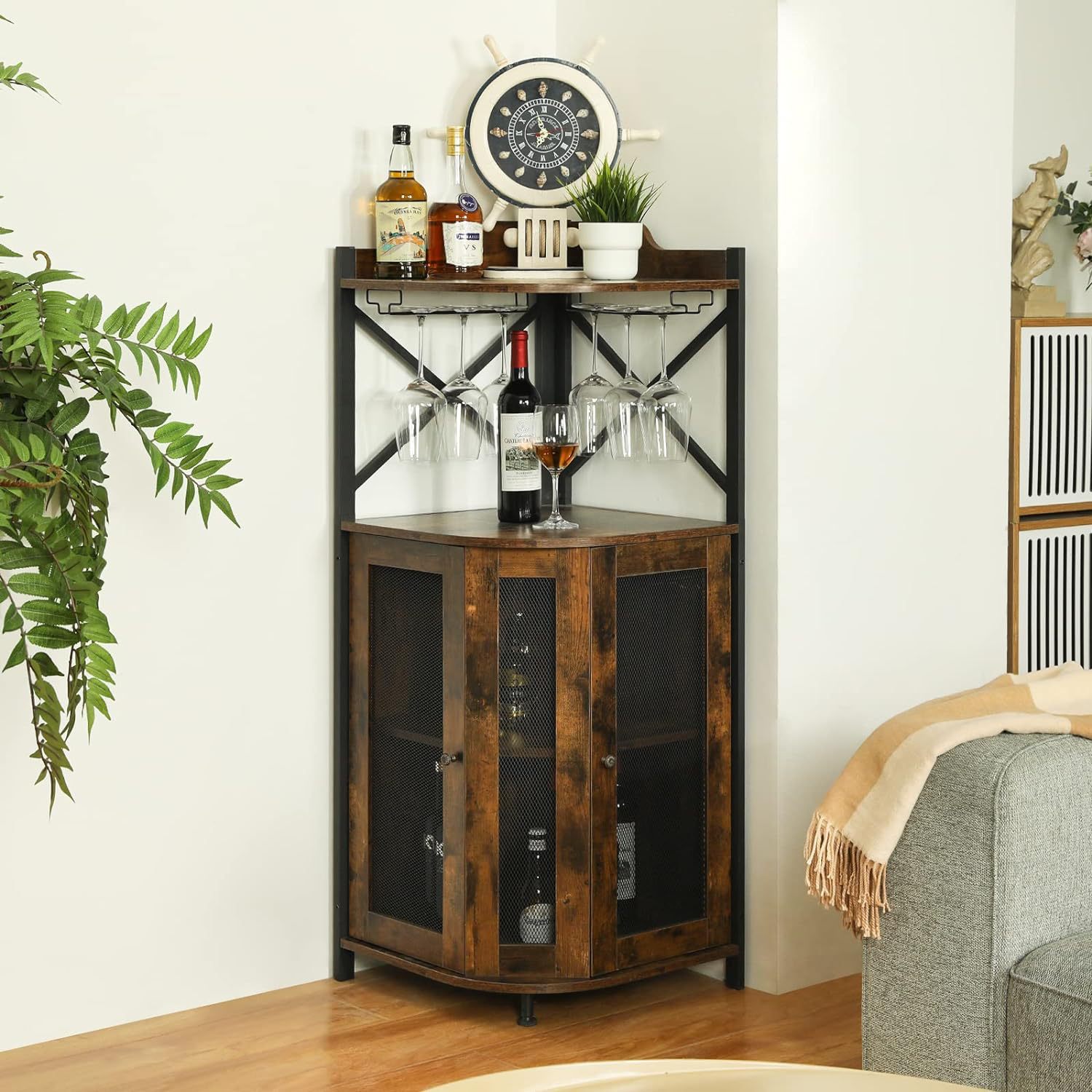 Corner Bar Cabinet with Glass  - огляд і ціна Home Bar And Cabinet