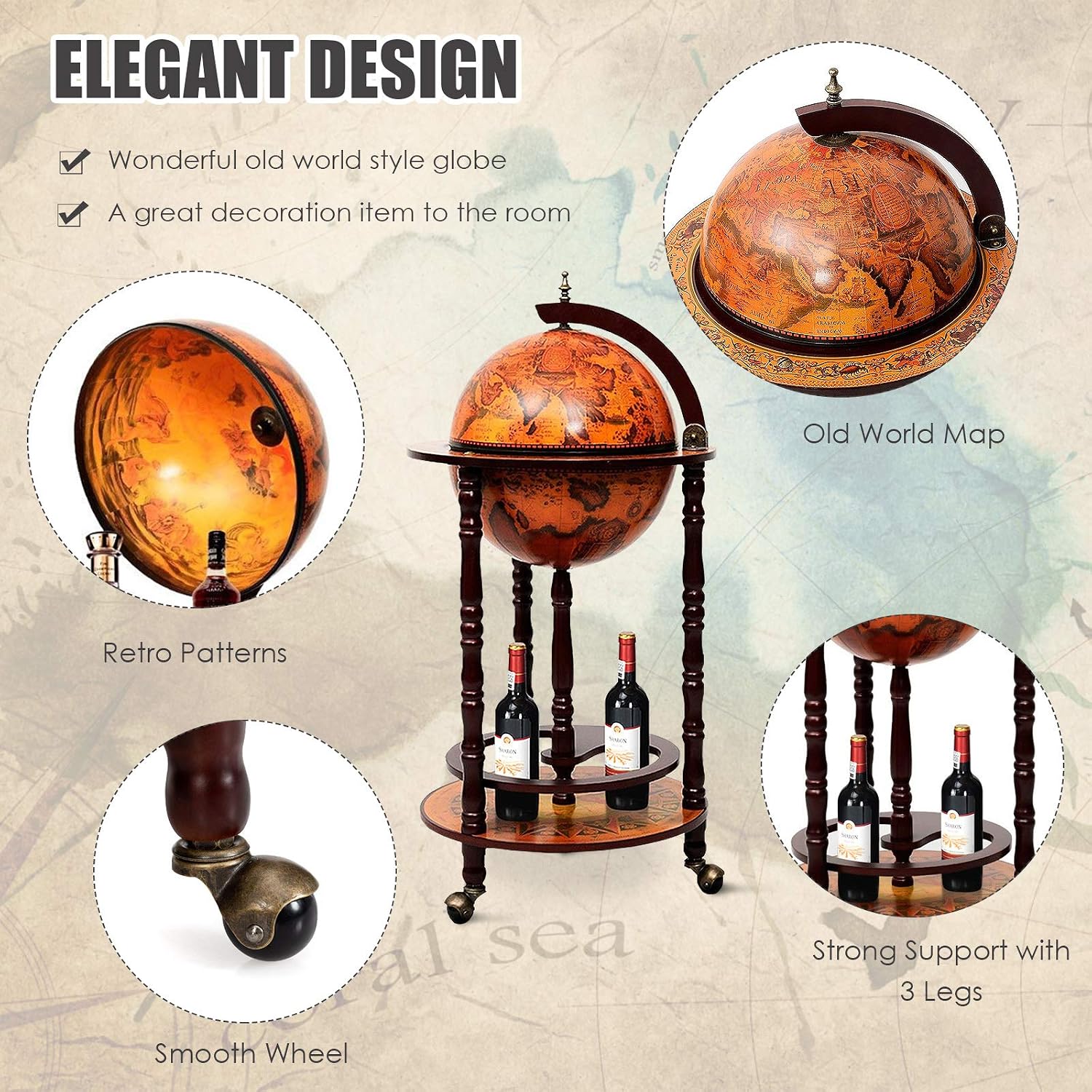 Globe Bar Cart Liquor Bar Cabi - огляд і ціна Home Bar And Cabinet