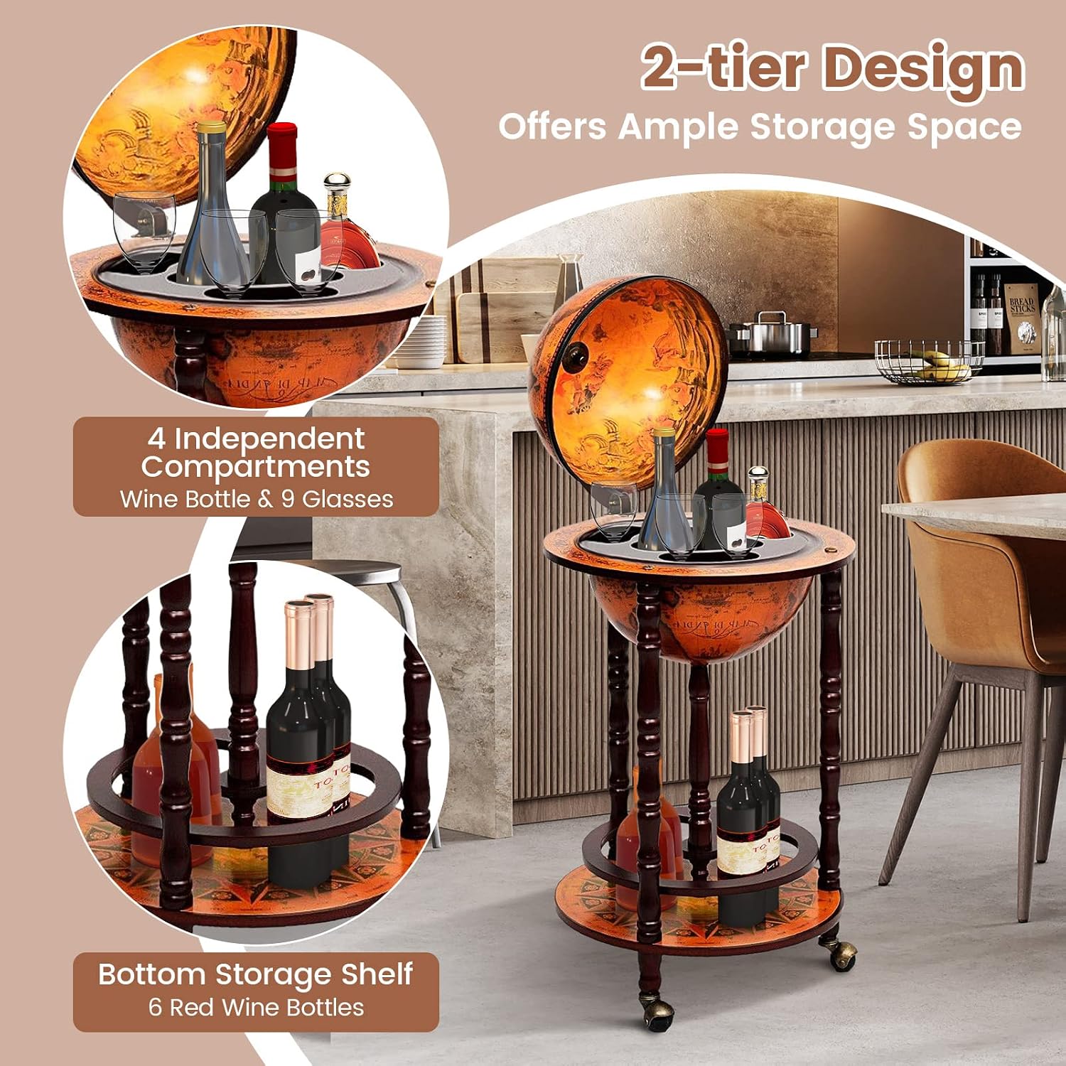 Globe Bar Cart Liquor Bar Cabi - огляд і ціна Home Bar And Cabinet