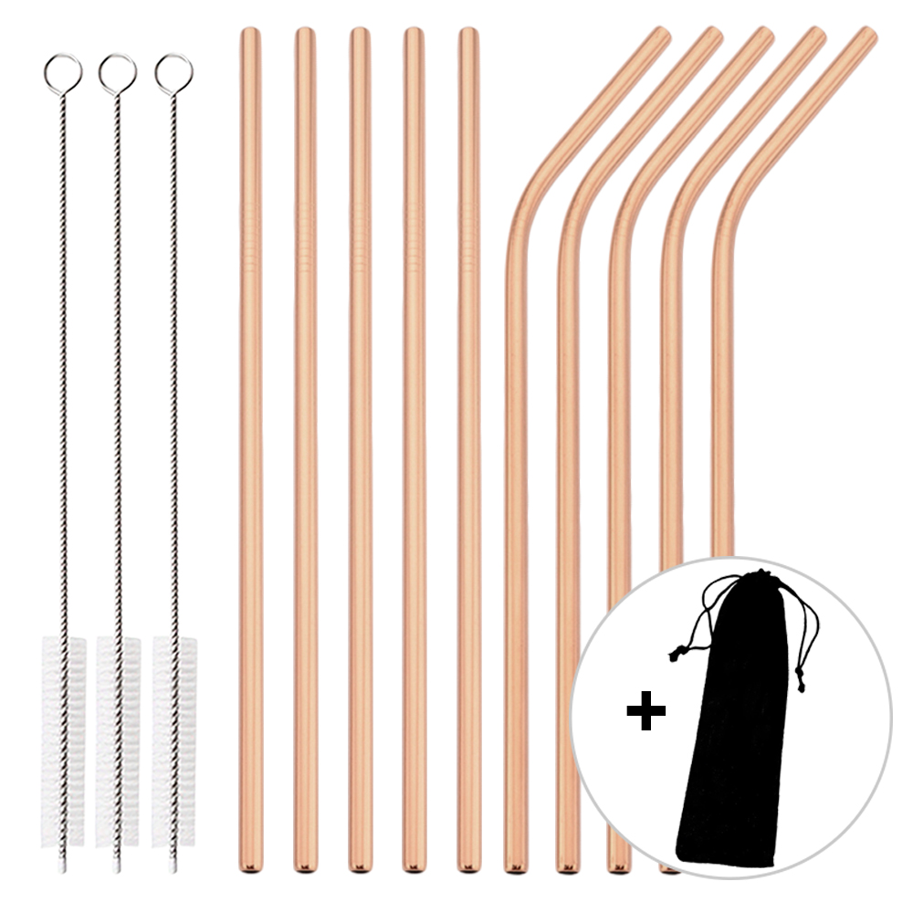 14Pcs Reusable Rose Gold Straw - огляд і ціна Home Bar Shelf