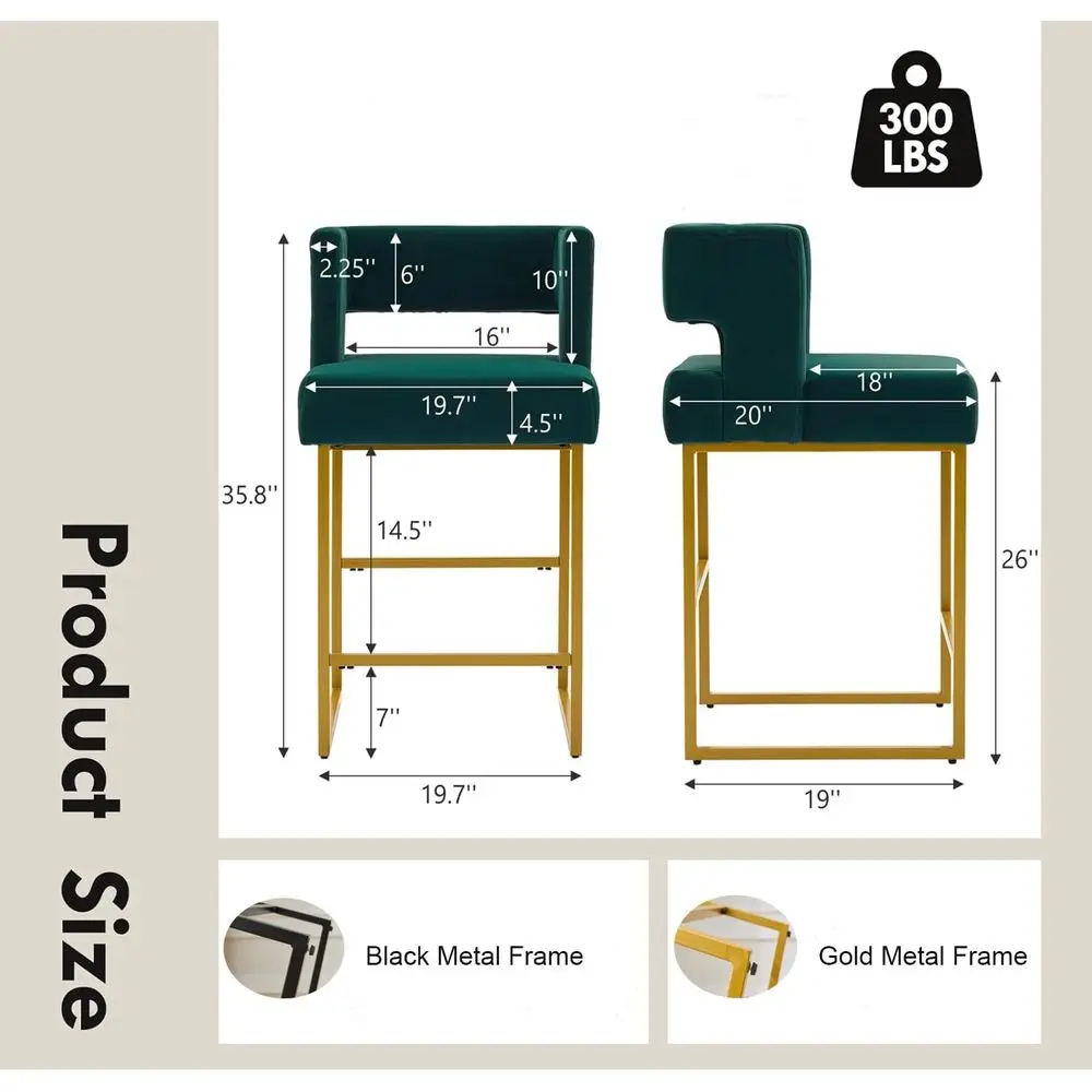 Set of 2 Green Velvet Bar Stoo - огляд і ціна Home Bar And Counter