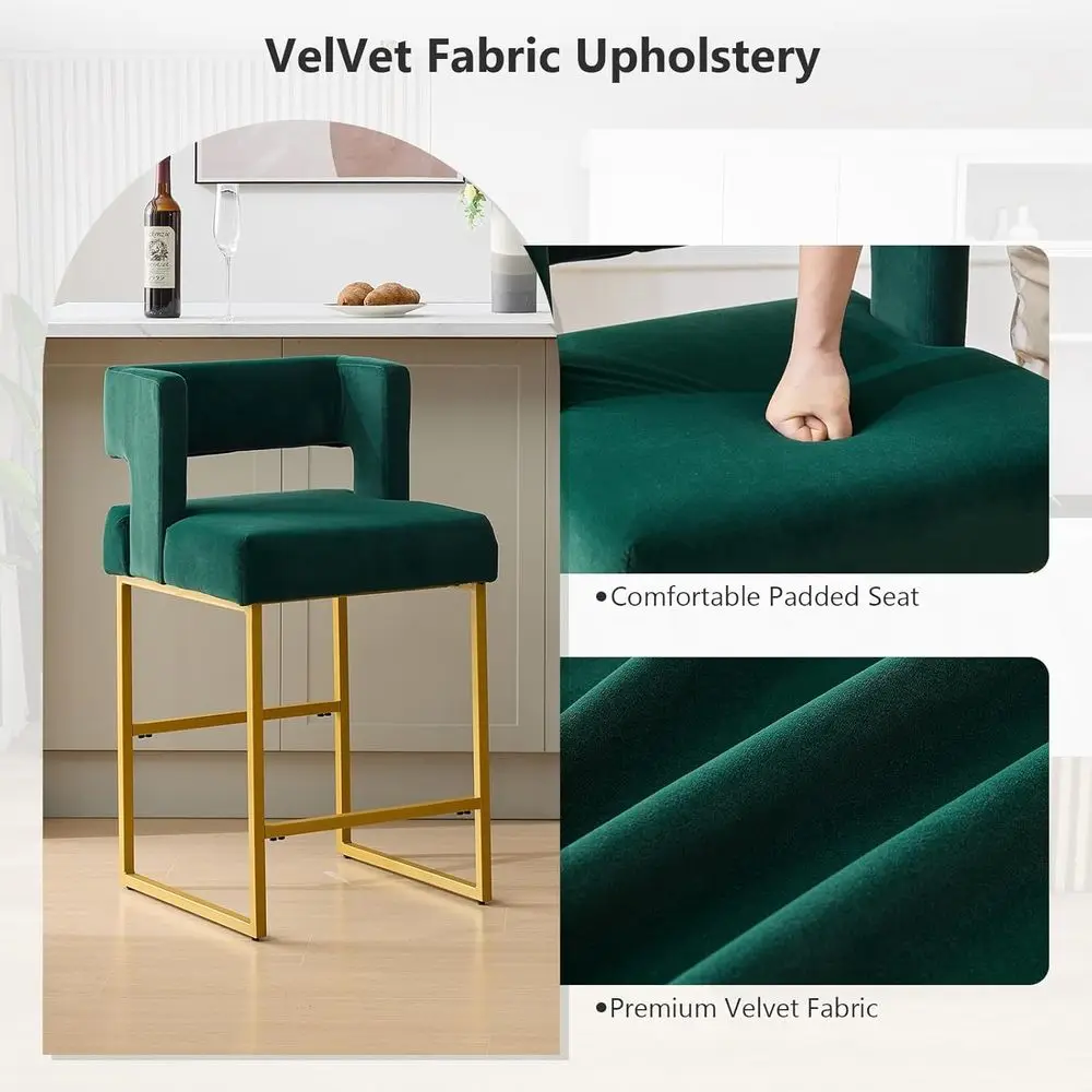 Set of 2 Green Velvet Bar Stoo - огляд і ціна Home Bar And Counter